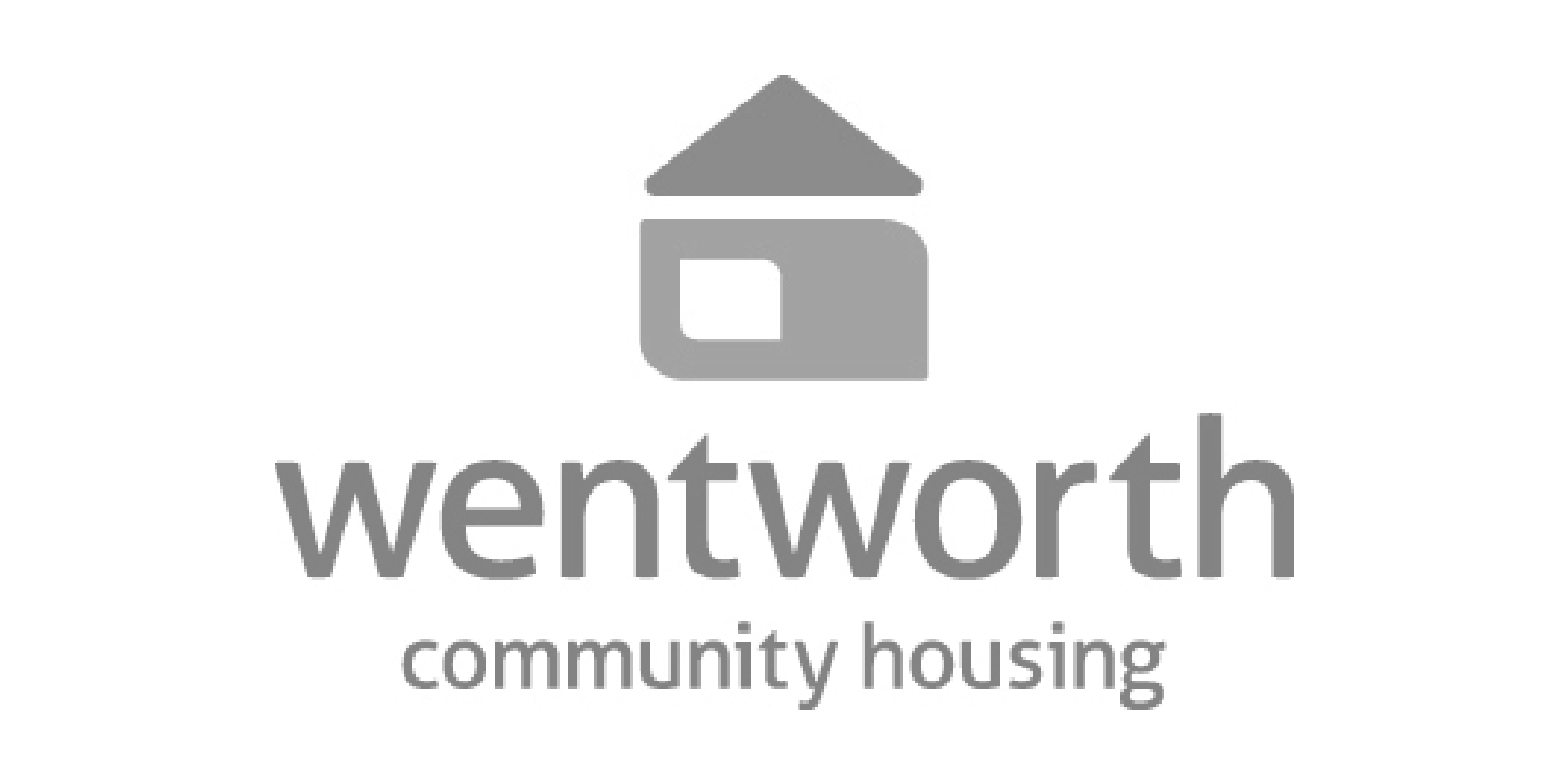 Logo of Wentworth Community Housing featuring a stylized house above the company name in gray tones.