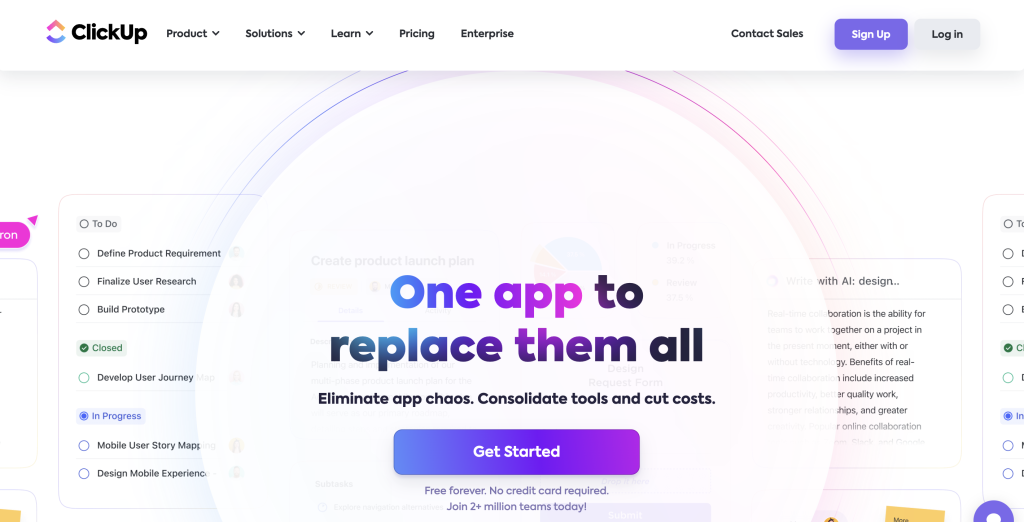 Clickup landing page