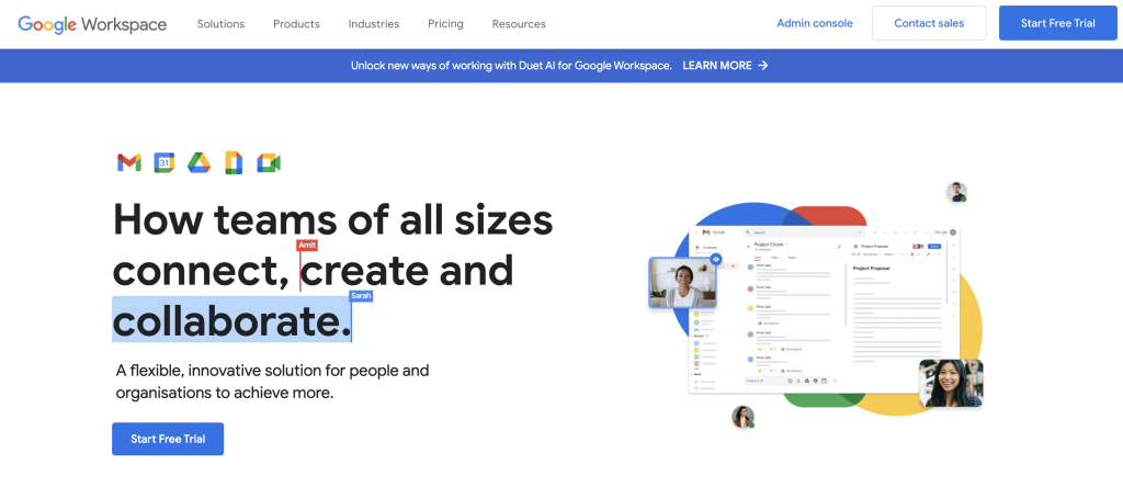 Google workspace landing page