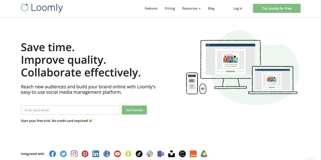 Loomly landing page